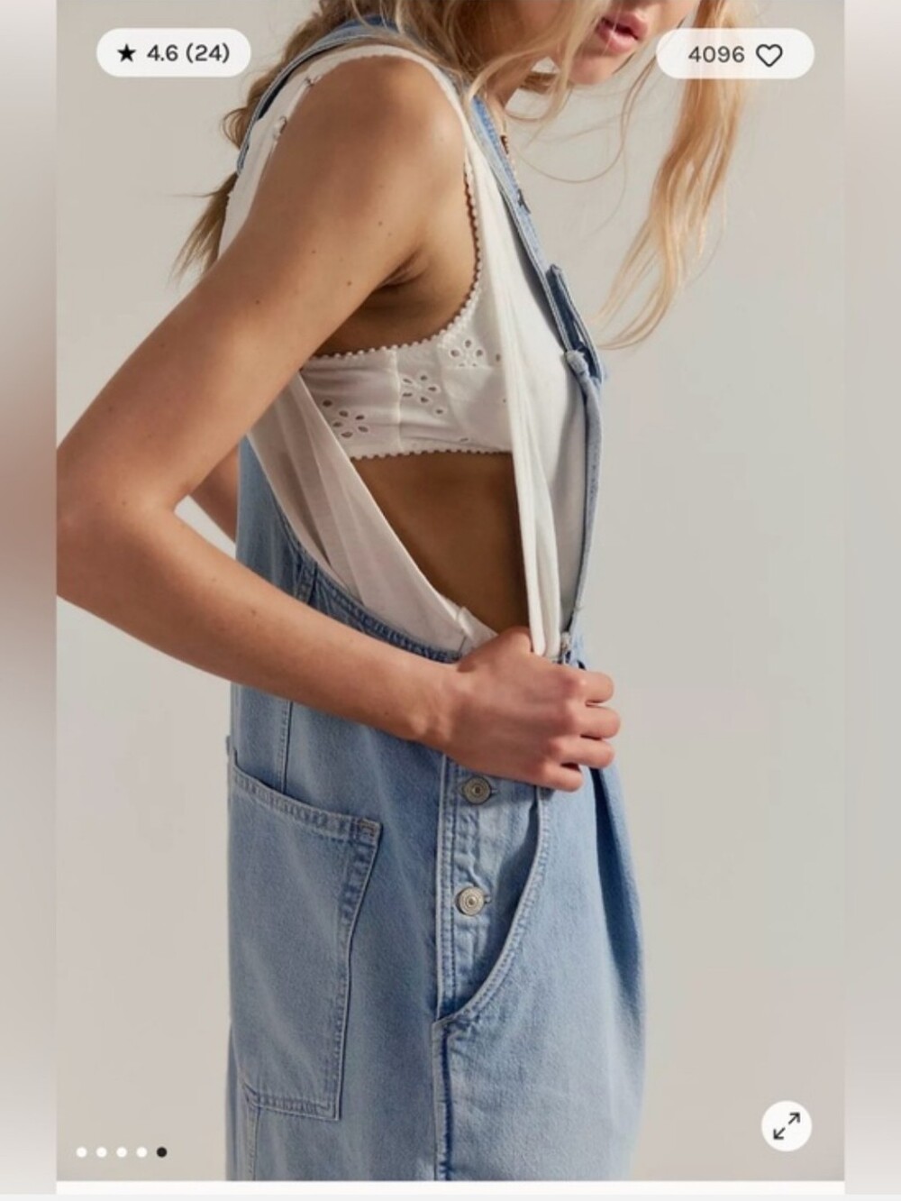 Free People Rambler Denim Wide-Leg Overalls- Ghost Ranch - Picture 3 of 6